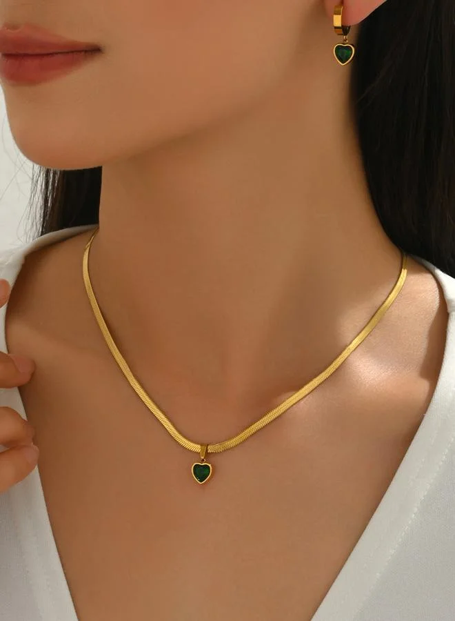 Take Two Women Metal Chain Heart-Shaped Dangle Earrings Set